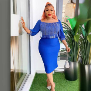 Women's Plus Size Crew Neck Sheath Half-sleeve Party Tassel Dress